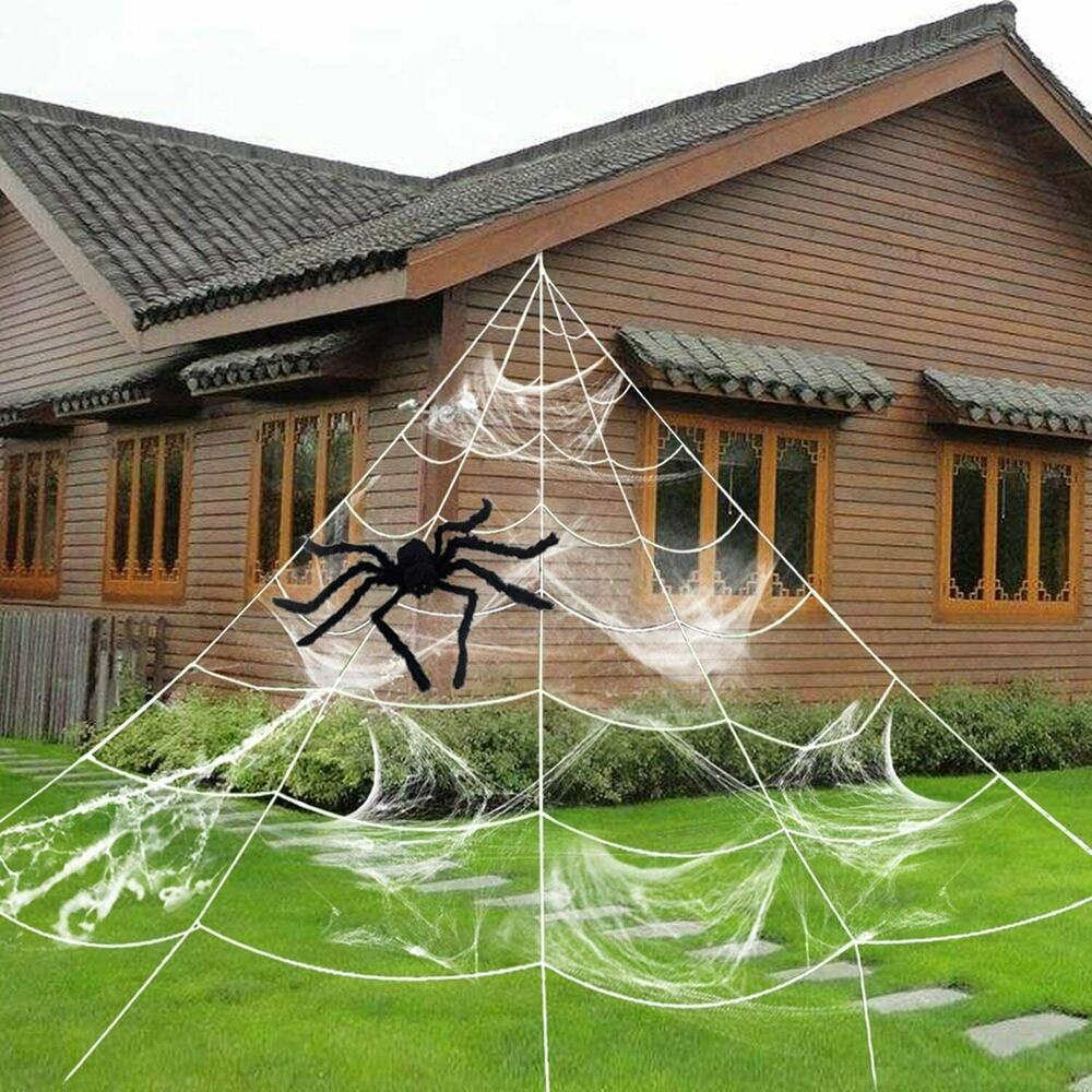 Large Halloween Red Eye Spider with Spider Web Outdoor Decor Party Cobweb Decor
